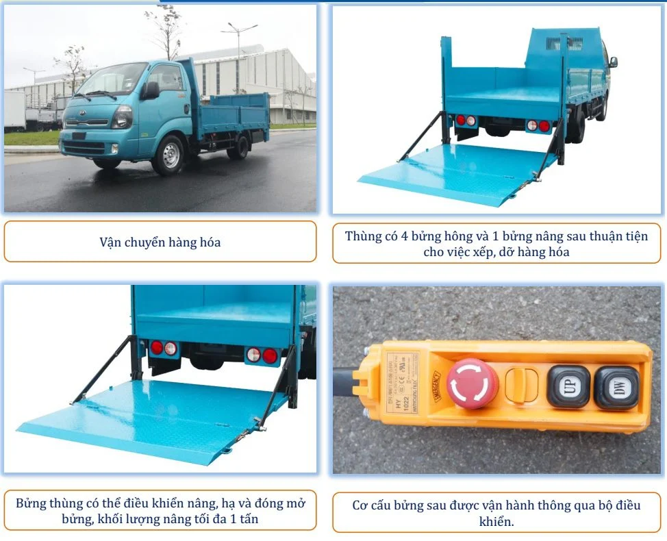 Thaco Kia K200 Thùng Bửng Nâng