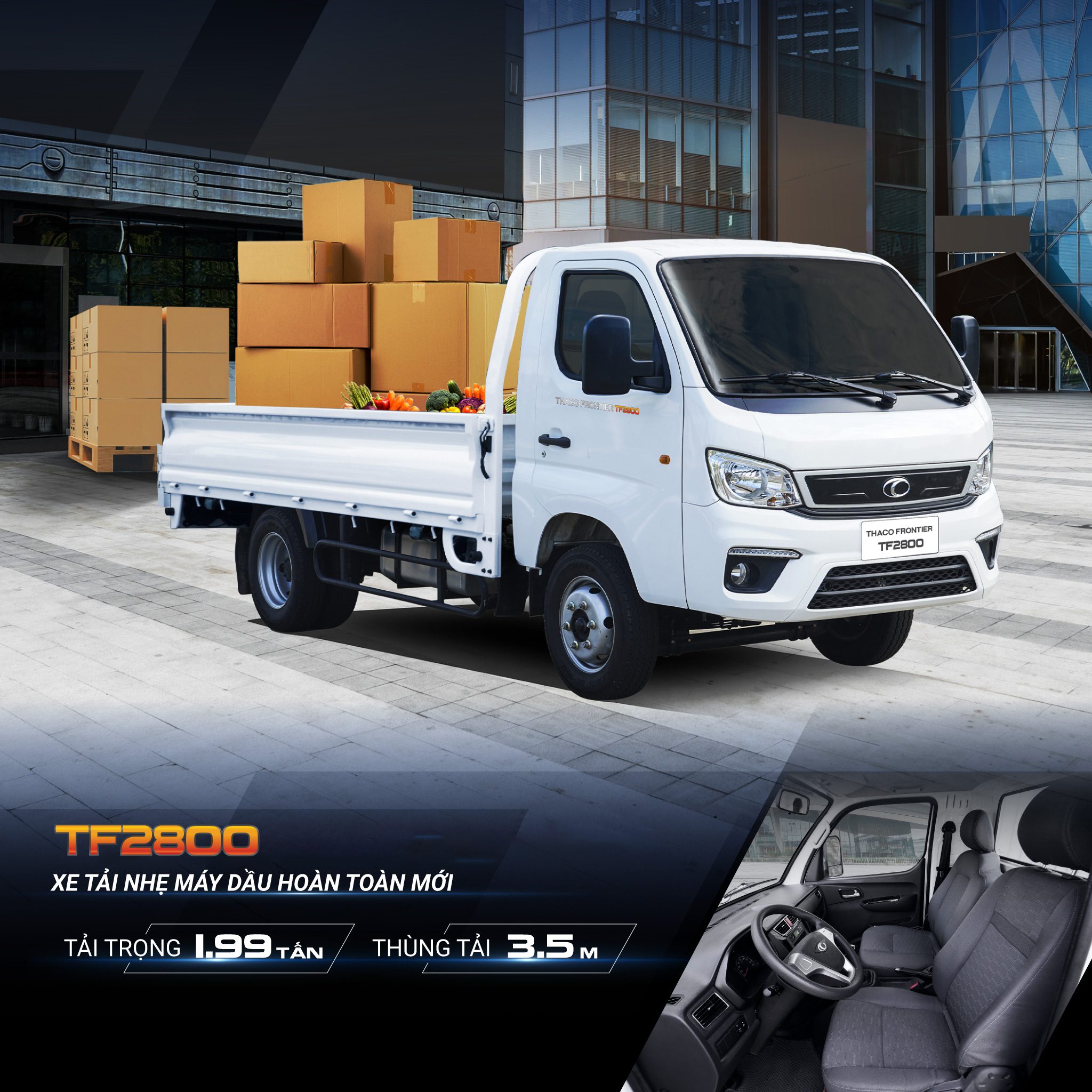 Xe tải 2 tấn máy dầu hoàn toàn mới TF2800 Xe tải 2 tấn máy dầu hoàn toàn mới TF2800