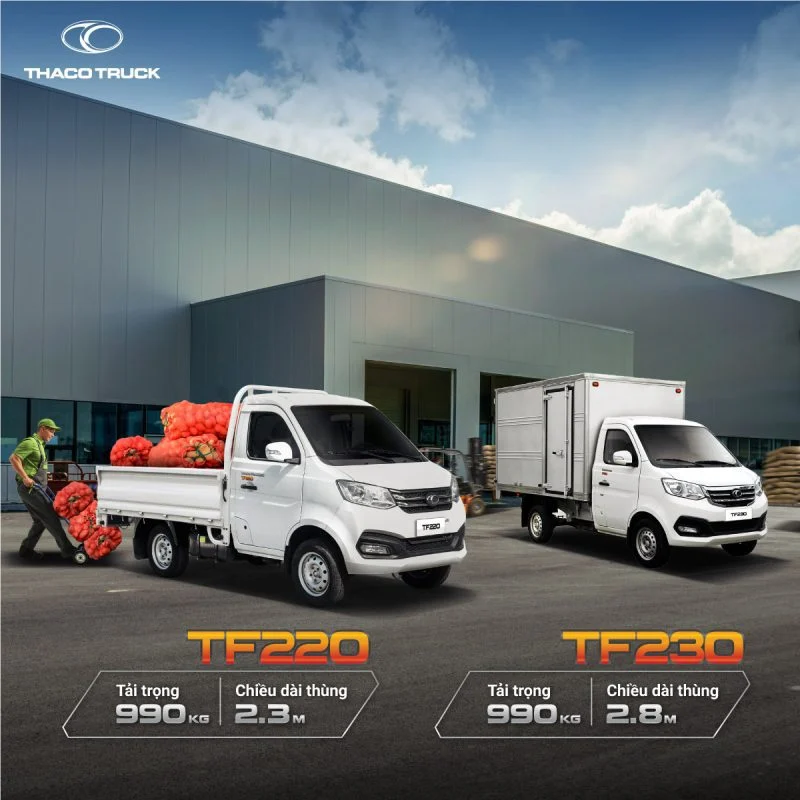 Xe tải nhẹ máy xăng tf220/tf230 hoàn toàn mới