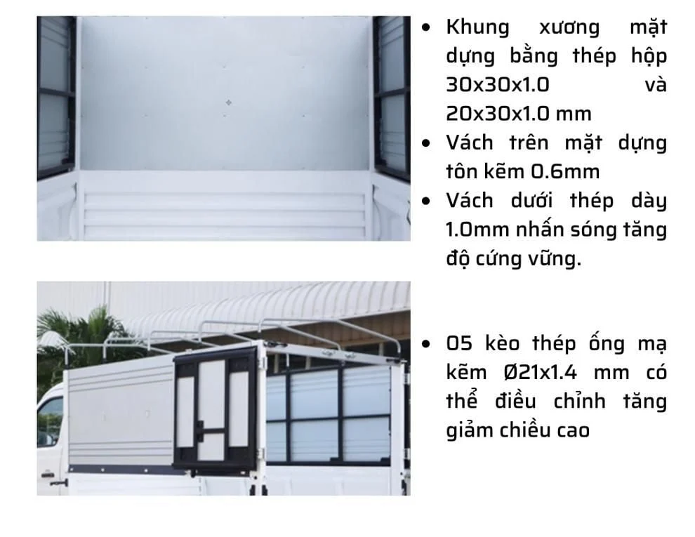 Xe tải 1 tấn Thaco Frontier TF220 thùng mui bạt