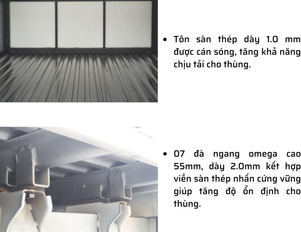 kết cấu thùng kín thaco frontier tf230